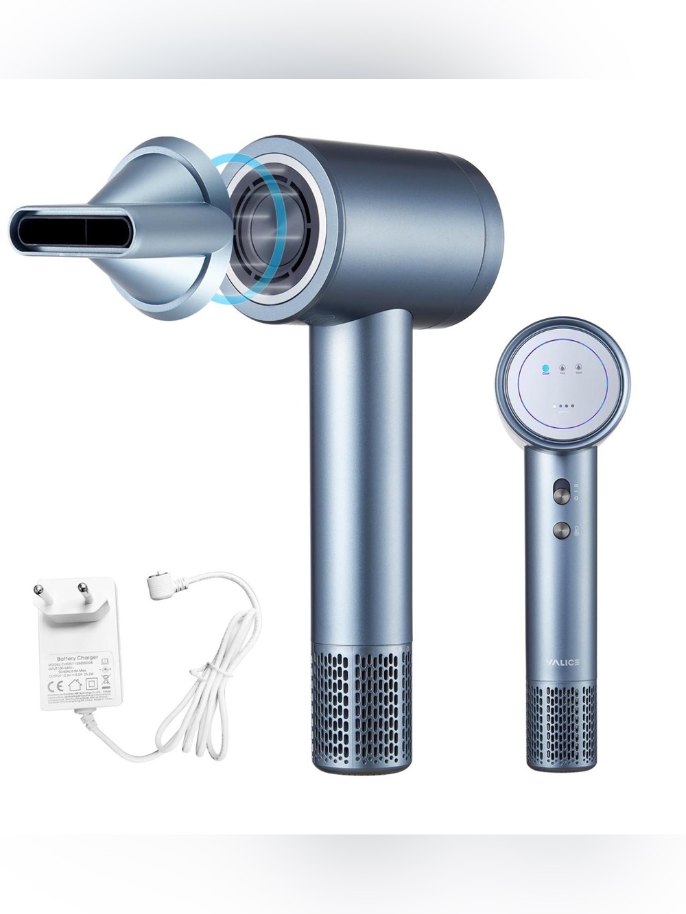 Sleek Blue Ionic Hair Dryer for Women - Lightweight Fast-Dry Styling